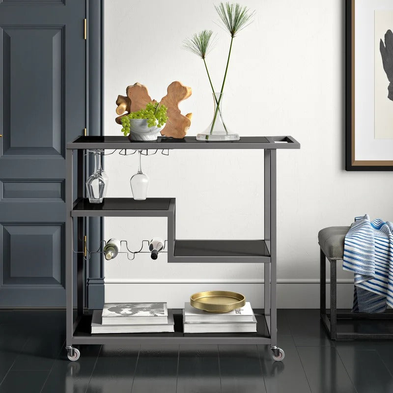 Bar Trolley : Rectangular White Finish Bar Trolley