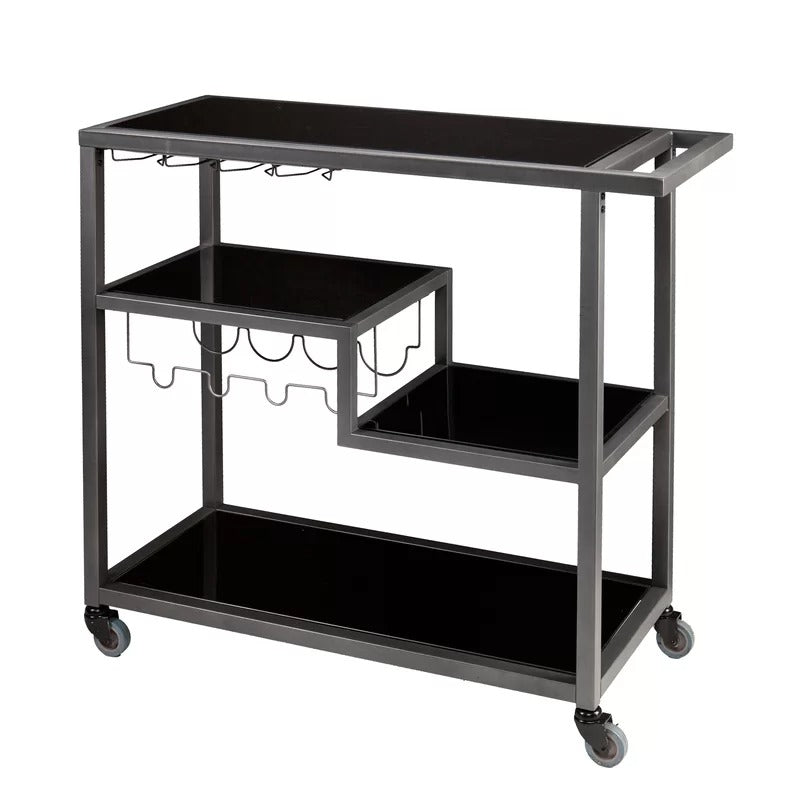 Bar Trolley : Rectangular White Finish Bar Trolley