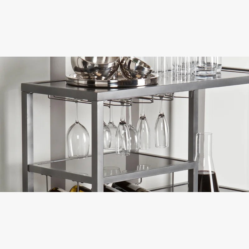 Bar Trolley : Rectangular White Finish Bar Trolley