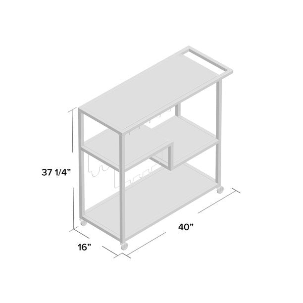 Bar Trolley Rectangular White Finish Bar Trolley