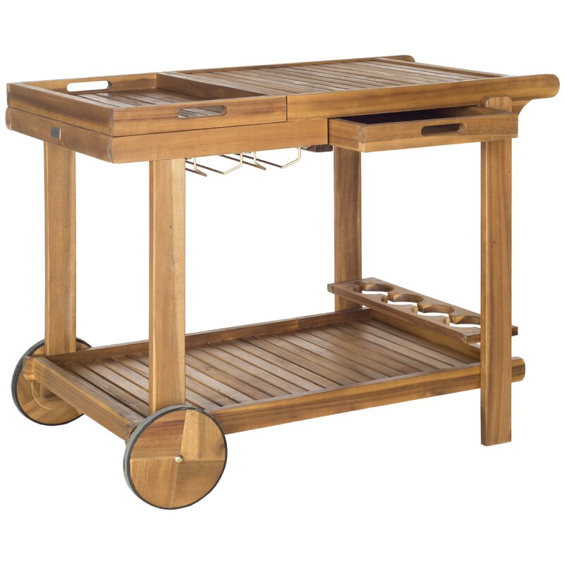 Bar Trolley: Rectangular Wooden Bar Trolley