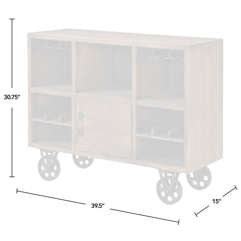 Bar Trolley: Rectangular Wooden Bar Trolley