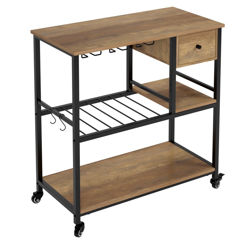 Bar Trolley : Rustic Brown Bar Trolley