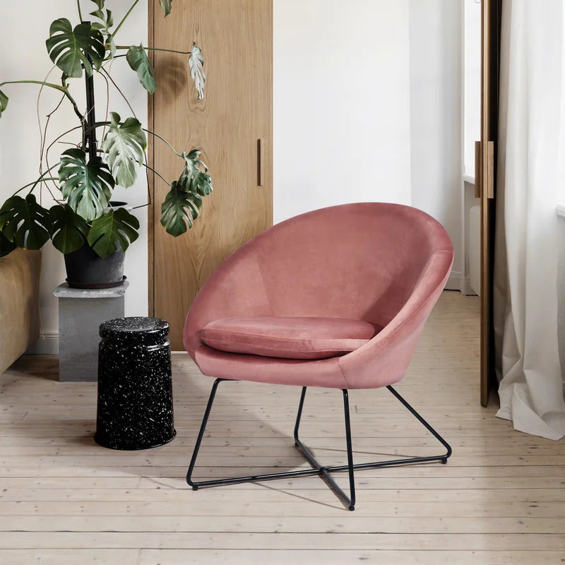 Barrel Chair: 26.77'' Wide Velvet Barrel Chair