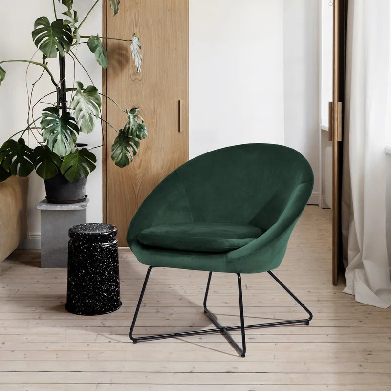 Barrel Chair: 26.77'' Wide Velvet Barrel Chair