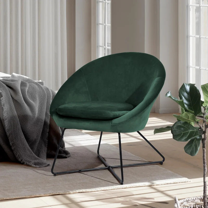Barrel Chair: 26.77'' Wide Velvet Barrel Chair