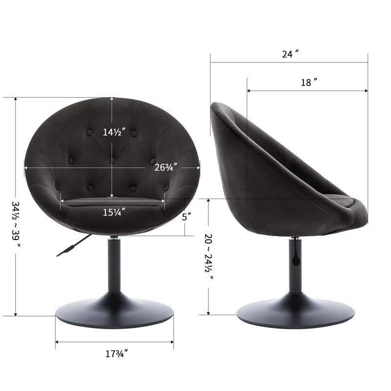 Barrel Chair: 26.7'' Wide Tufted Velvet Barrel Chair
