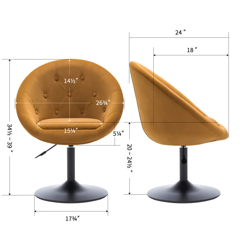 Barrel Chair: 26.7'' Wide Tufted Velvet Barrel Chair