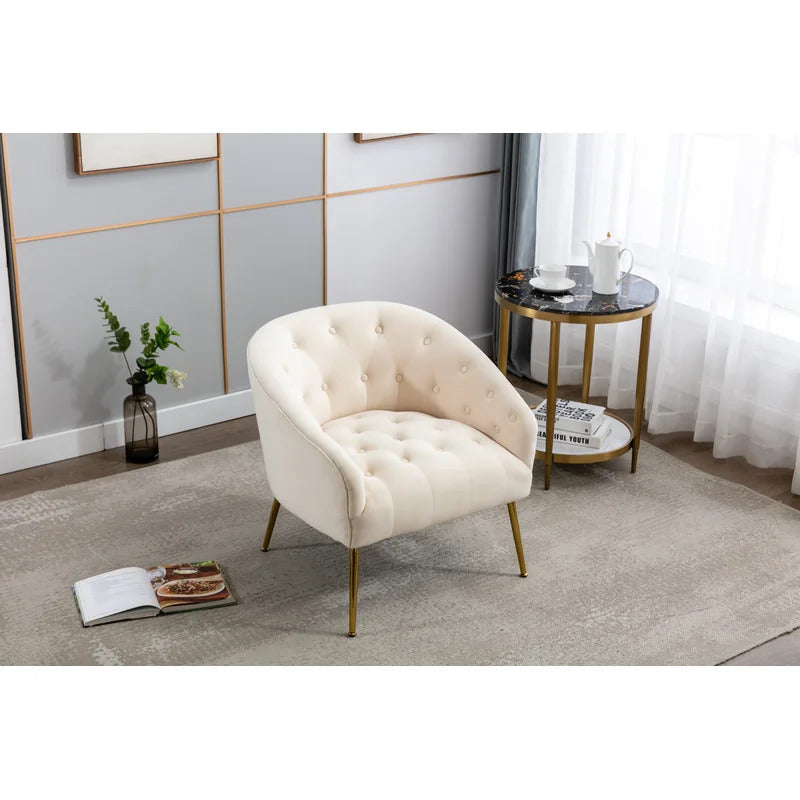 Barrel Chair: 28.4'' Wide Tufted Velvet Barrel Chair