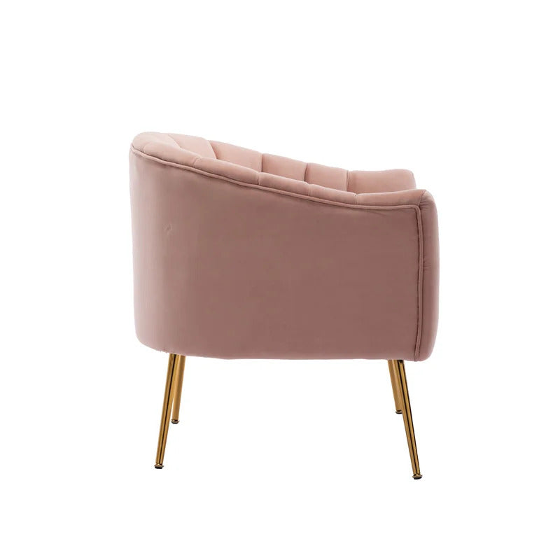 Barrel Chair: 28'' Wide Tufted Velvet Barrel Chair