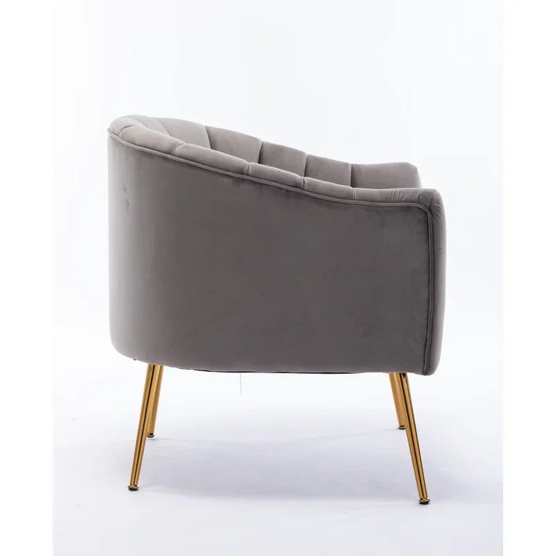Barrel Chair: 28'' Wide Tufted Velvet Barrel Chair