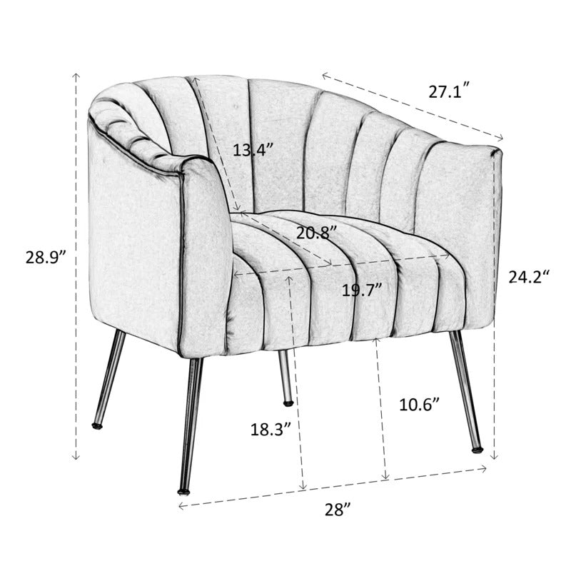 Barrel Chair: 28'' Wide Tufted Velvet Barrel Chair