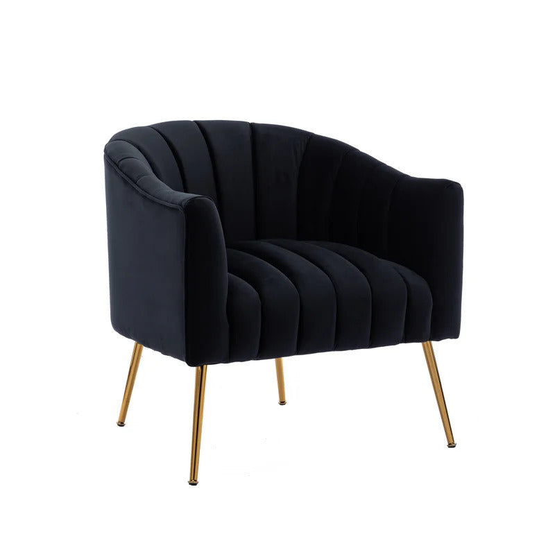Barrel Chair: 28'' Wide Tufted Velvet Barrel Chair