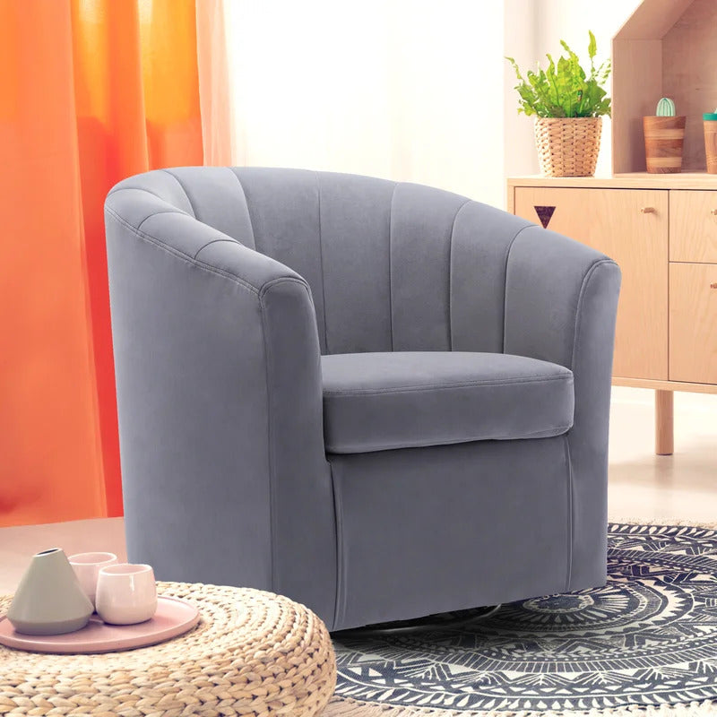 Barrel Chair: 30.3'' Wide Velvet Barrel Chair