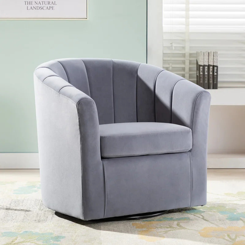 Barrel Chair: 30.3'' Wide Velvet Barrel Chair