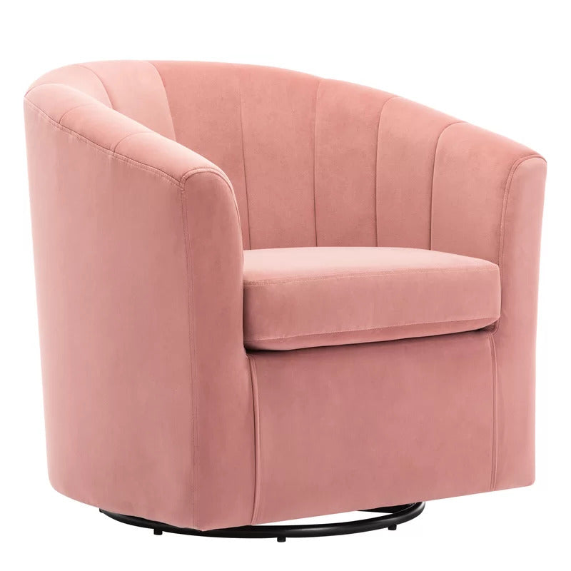 Barrel Chair: 30.3'' Wide Velvet Barrel Chair