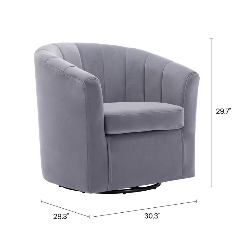 Barrel Chair: 30.3'' Wide Velvet Barrel Chair
