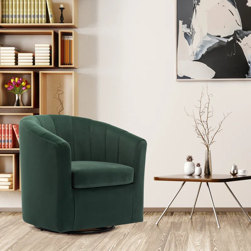 Barrel Chair: 30.3'' Wide Velvet Barrel Chair