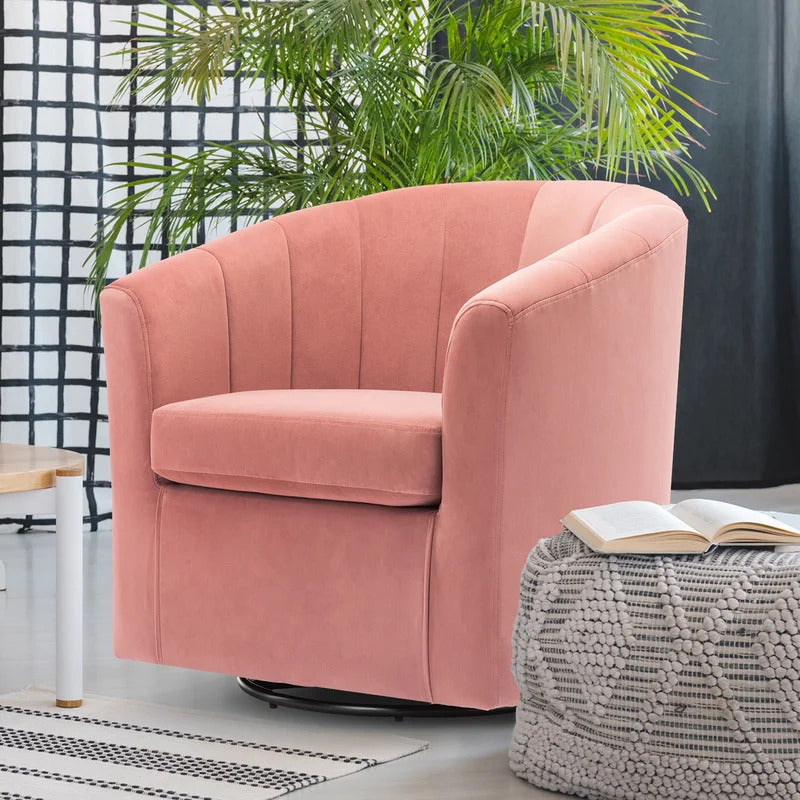 Barrel Chair: 30.3'' Wide Velvet Barrel Chair