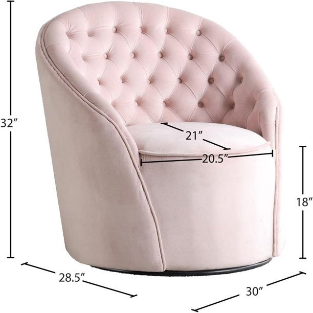 Barrel Chair 30'' Wide Tufted Velvet Swivel Barrel Chair
