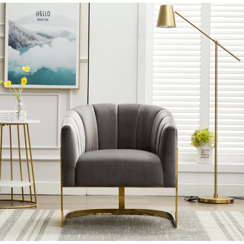 Barrel Chair: 30'' Wide Velvet Barrel Chair