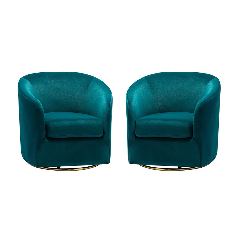Barrel Chair: 31.5'' Wide Velvet Barrel Chair (Set of 2)