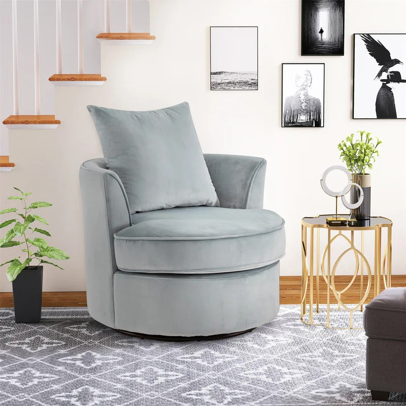 Barrel Chair: 31.6'' Wide Velvet Barrel Chair
