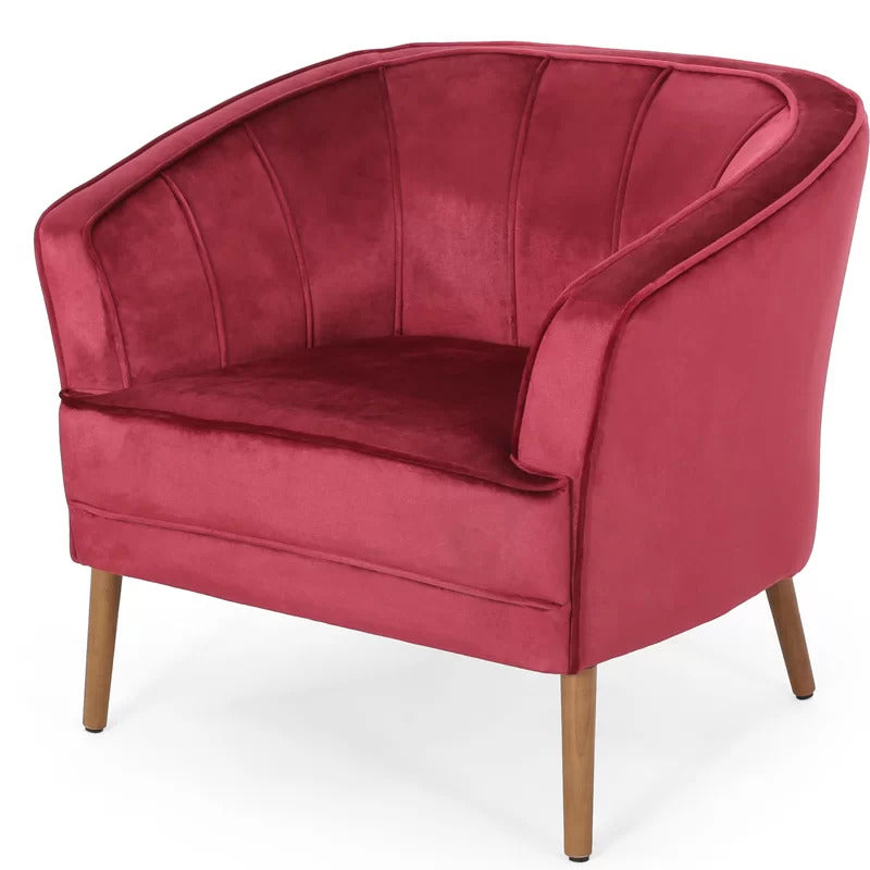 Barrel Chair: 32.5'' Wide Tufted Velvet Barrel Chair