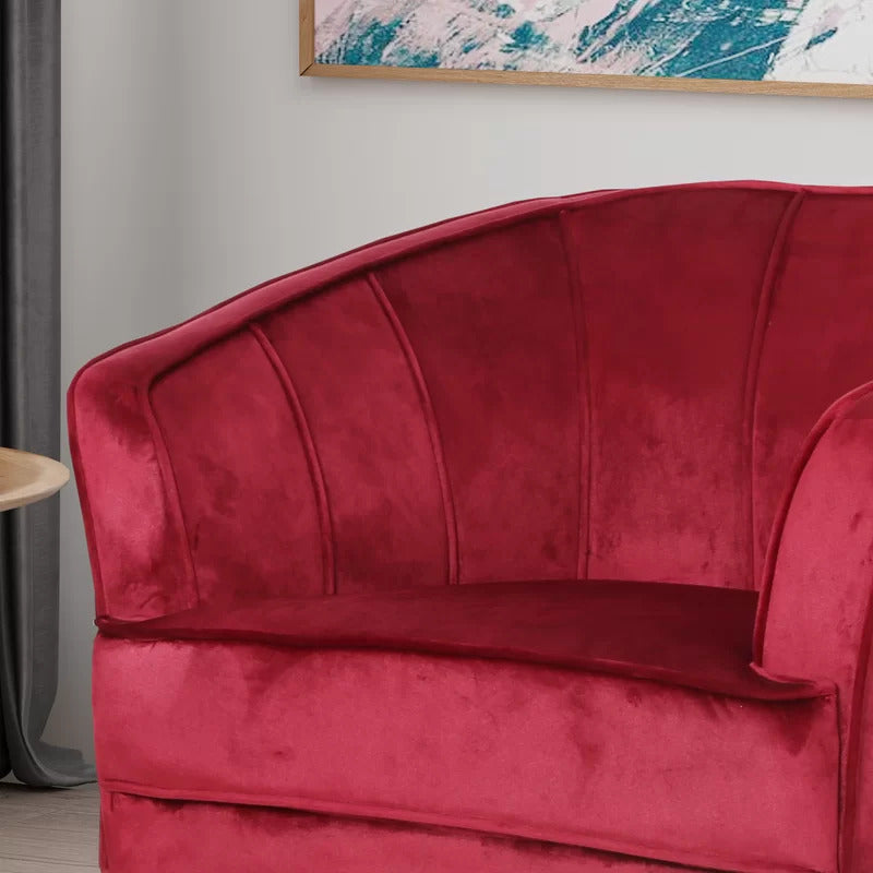 Barrel Chair: 32.5'' Wide Tufted Velvet Barrel Chair