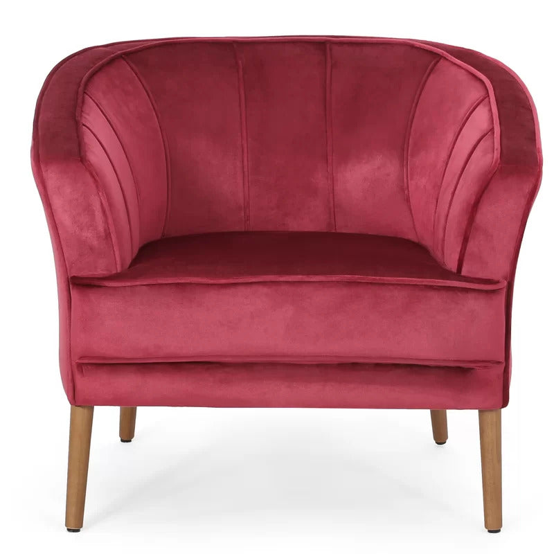 Barrel Chair: 32.5'' Wide Tufted Velvet Barrel Chair
