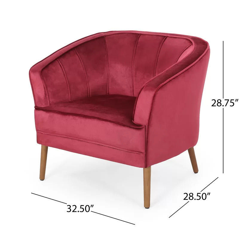 Barrel Chair: 32.5'' Wide Tufted Velvet Barrel Chair