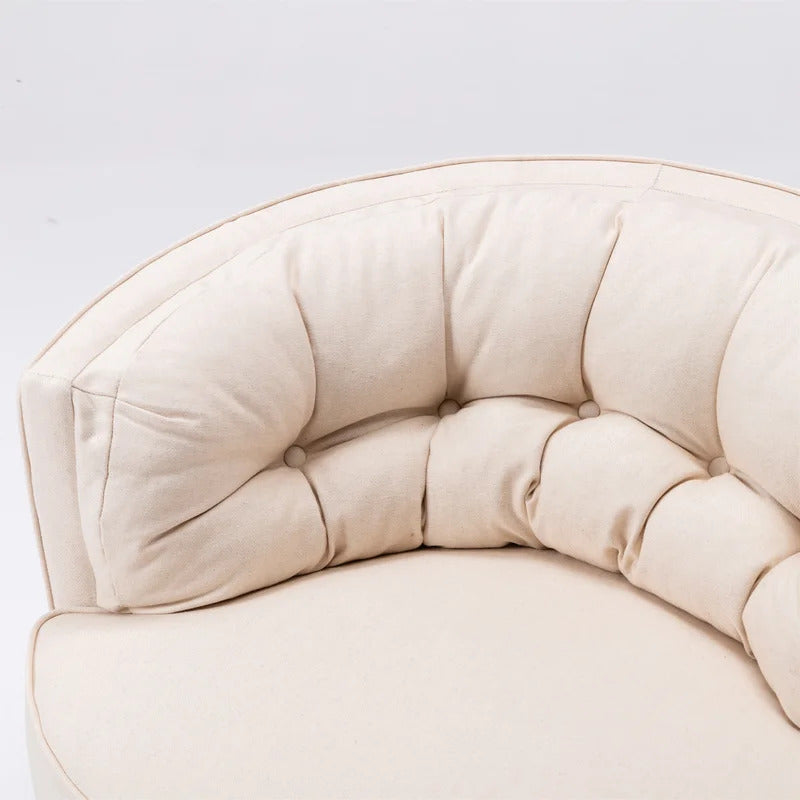 Barrel Chair: 33'' Wide Tufted Linen Barrel Chair
