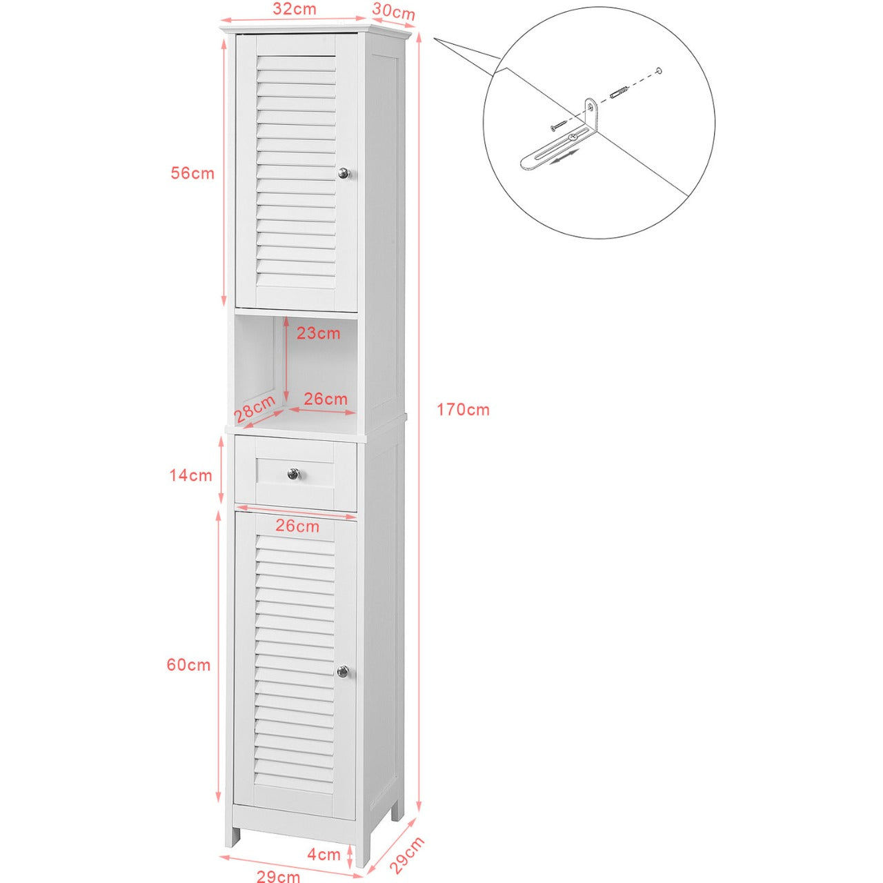 Bathroom Cabinets 12.48 W x 66.3 H x 11.7 D Linen Cabinet