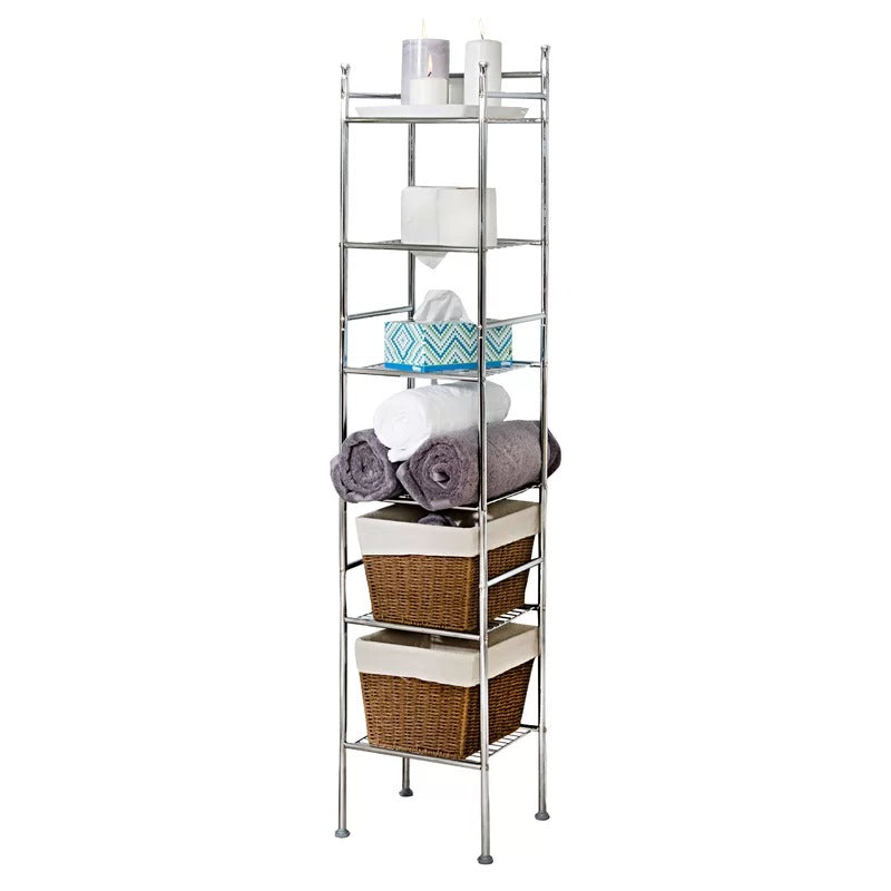 Bathroom Cabinets: 12.6'' W x 60'' H x 11'' D Free-Standing Bathroom Shelves