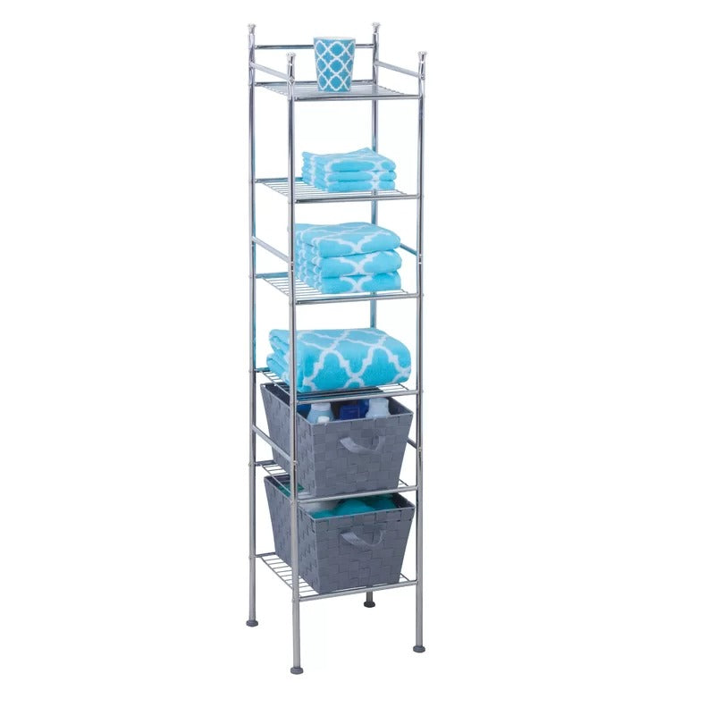 Bathroom Cabinets: 12.6'' W x 60'' H x 11'' D Free-Standing Bathroom Shelves
