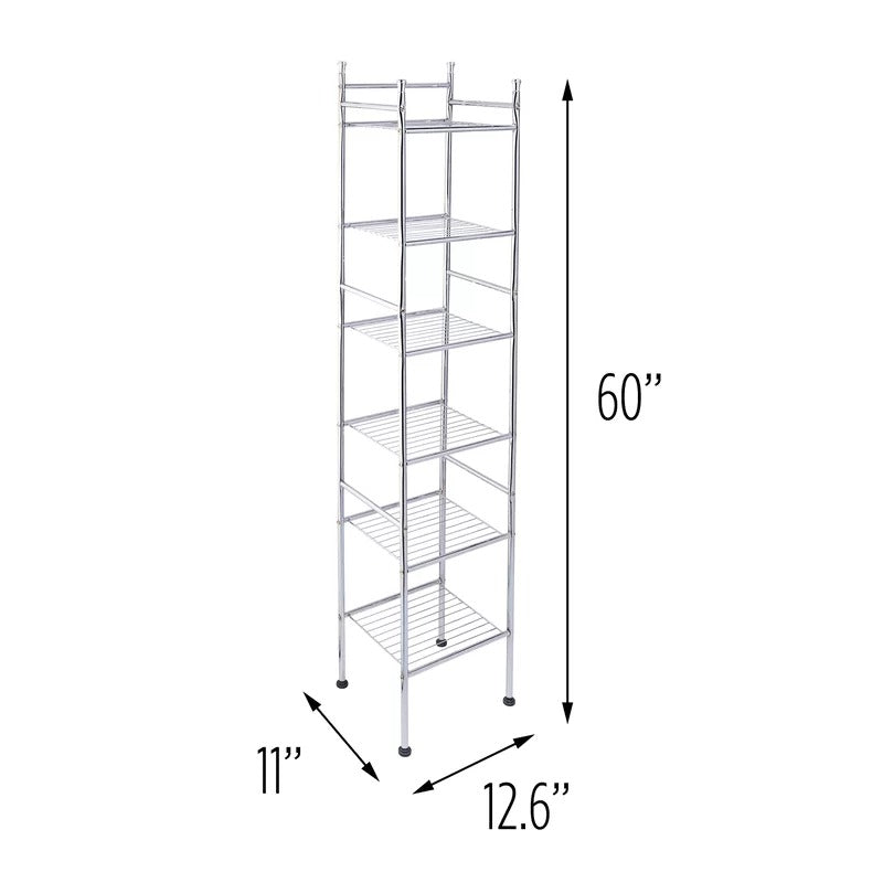 Bathroom Cabinets: 12.6'' W x 60'' H x 11'' D Free-Standing Bathroom Shelves