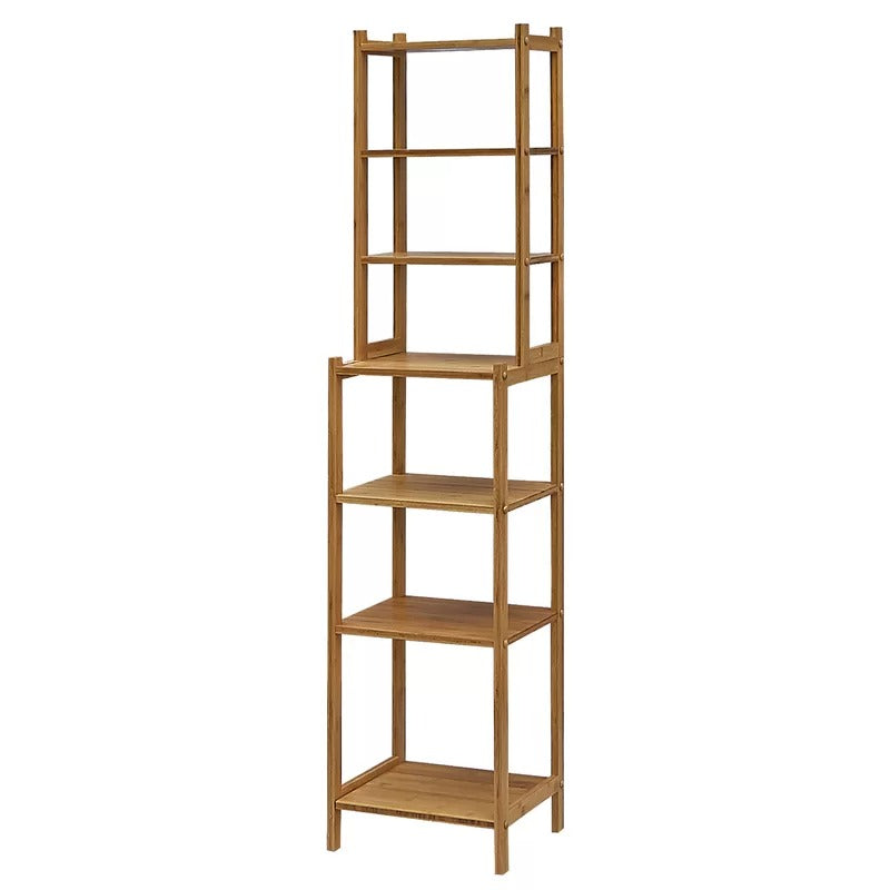Bathroom Cabinets: 14.5'' W x 63.75'' H x 12'' D Solid Wood Free-Standing Bathroom Shelves