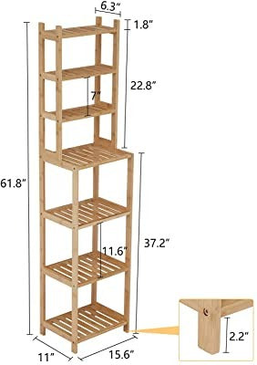 Bathroom Cabinets 14.5 W x 63.75 H x 12 D Solid Wood Free-Standing Bathroom Shelves