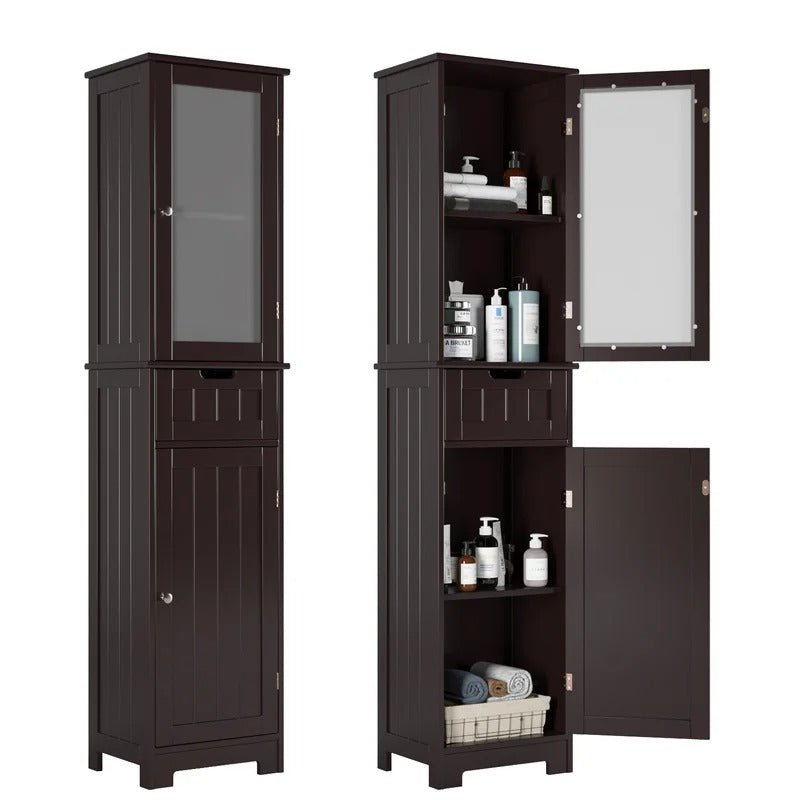 Bathroom Cabinets: 15.7'' W x 67'' H x 11.8'' D Linen Cabinet