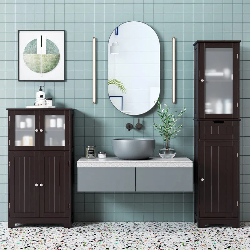 Bathroom Cabinets: 15.7'' W x 67'' H x 11.8'' D Linen Cabinet