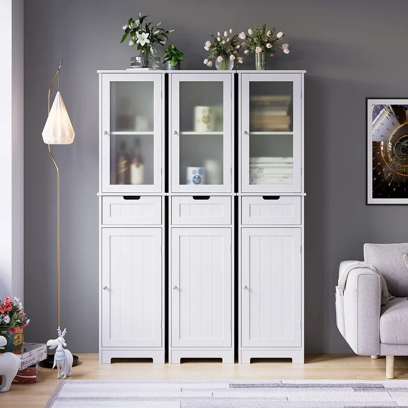 Bathroom Cabinets: 15.7'' W x 67'' H x 11.8'' D Linen Cabinet