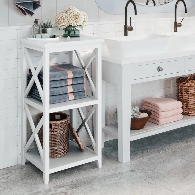Bathroom Cabinets: 18'' W x 36.25'' H x 14'' D Free-Standing Bathroom Shelves