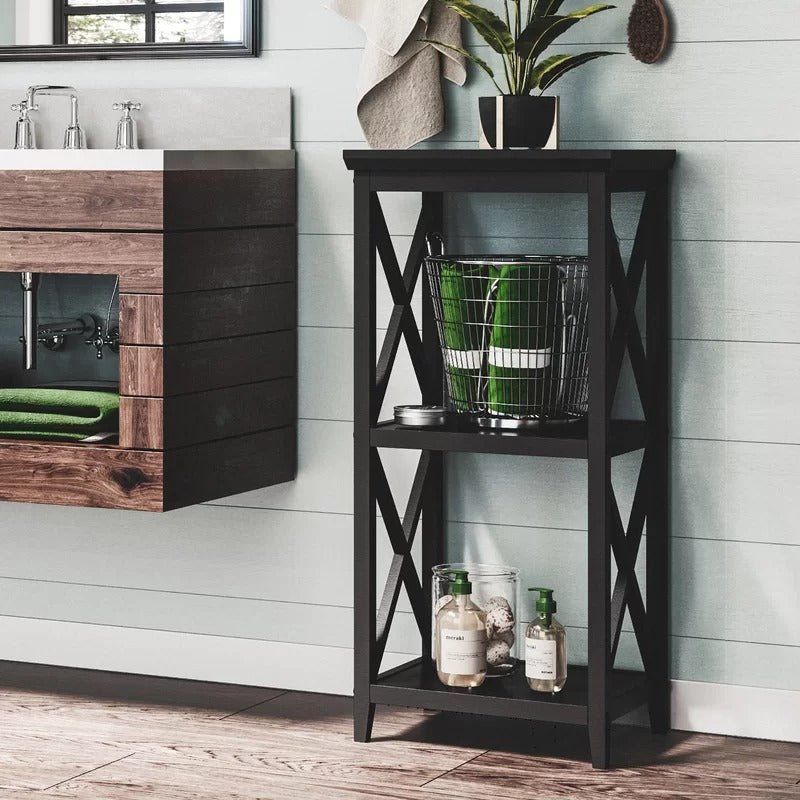 Bathroom Cabinets: 18'' W x 36.25'' H x 14'' D Free-Standing Bathroom Shelves