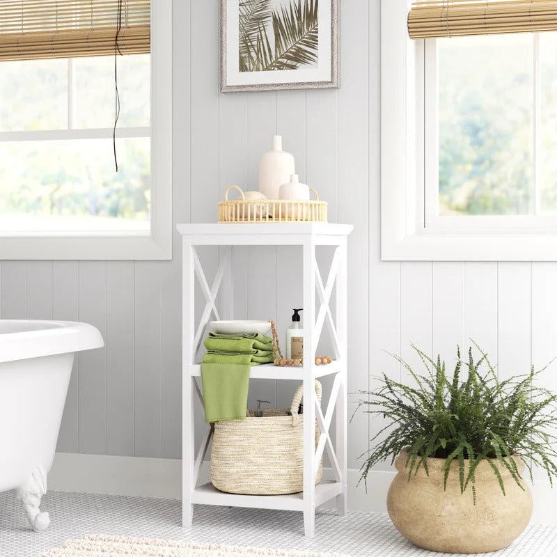 Bathroom Cabinets: 18'' W x 36.25'' H x 14'' D Free-Standing Bathroom Shelves