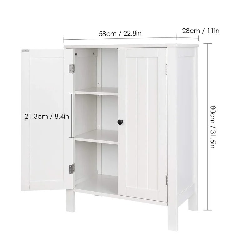 Bathroom Cabinets: 22.8'' W x 31.5'' H x 11'' D Free-Standing Bathroom Cabinet