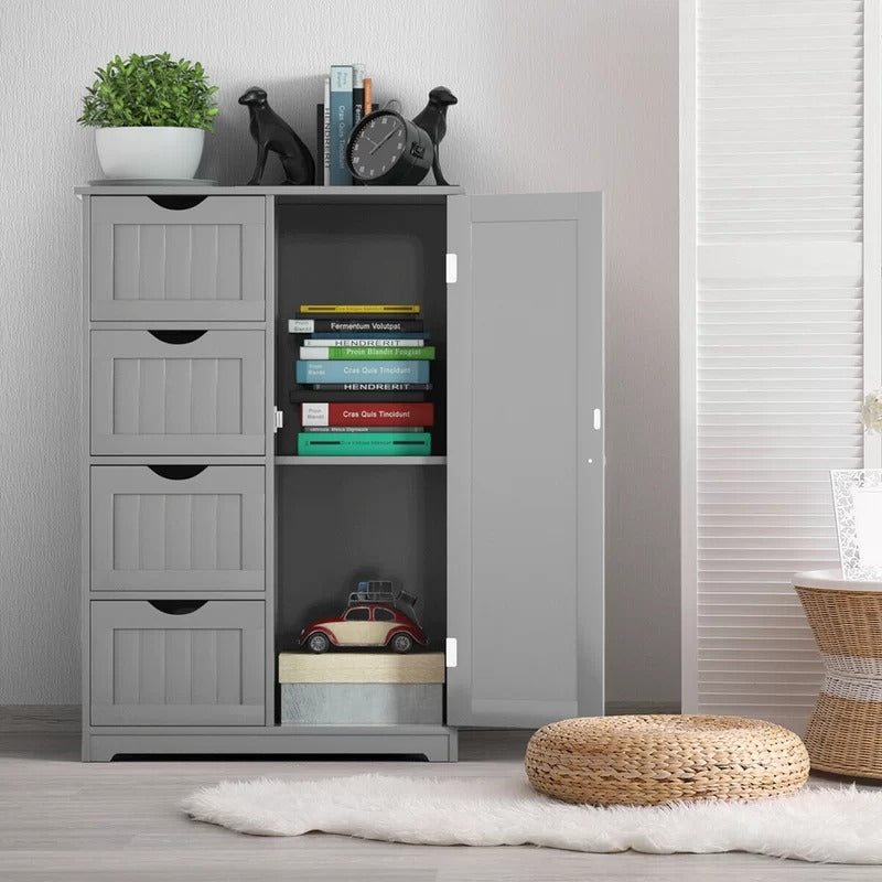 Bathroom Cabinets: 22'' W x 32'' H x 12'' D Free-Standing Bathroom Cabinet