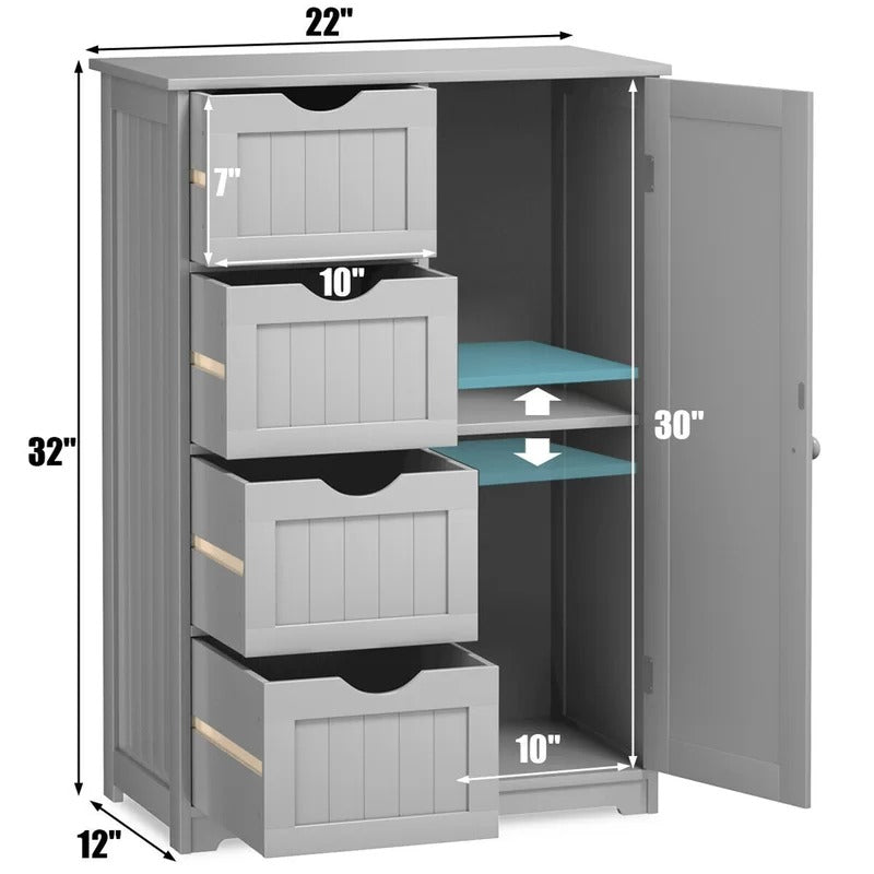 Bathroom Cabinets: 22'' W x 32'' H x 12'' D Free-Standing Bathroom Cabinet