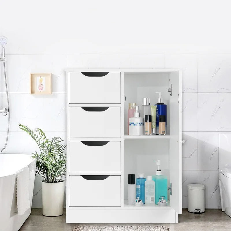 Bathroom Cabinets: 23.6'' W x 31.5'' H x 11.8'' D Free-Standing Bathroom Cabinet