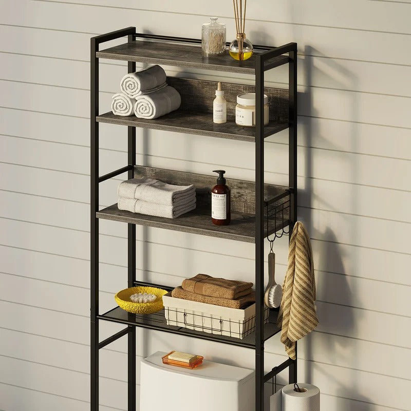Bathroom Cabinets: 23.6'' W x 68'' H x 9.4'' D Over-The-Toilet Storage