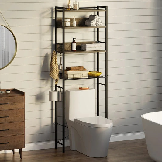 Bathroom Cabinets: 23.6'' W x 68'' H x 9.4'' D Over-The-Toilet Storage